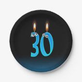 ろうそくの番号が灯された30th誕生日 ペーパープレート (正面)