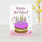 ろうそくの誕生日!ケーキ カード (黄色い花)