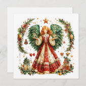 ろうそくを持つクリスマスの天使 シーズンカード (正面/裏面)