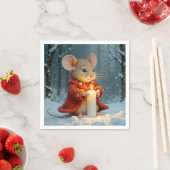 ろうそくを持つクリスマスマウス スタンダードカクテルナプキン (インサイチュ)