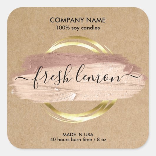 ろうそくモダン抽象芸術製品ラベル手作り スクエアシール (正面)