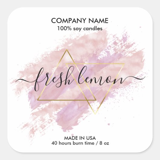 ろうそくモダン抽象芸術製品ラベル手作り スクエアシール (正面)