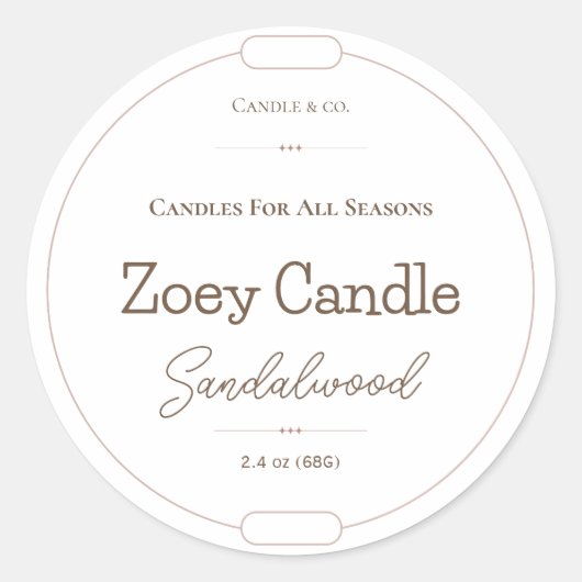 ろうそくラベル、化粧水ラベル、メイスンの瓶ラベル、 ラウンドシール (正面)