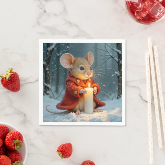 ろうそく付きクリスマスマウス スタンダードカクテルナプキン (インサイチュ)