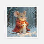 ろうそく付きクリスマスマウス スタンダードカクテルナプキン (正面)