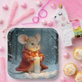 ろうそく付きクリスマスマウス ペーパープレート (パーティー)