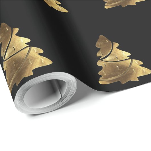 ろうそく付き金色のクリスマスツリーのパタエレガントーン ラッピングペーパー (ロールコーナー)