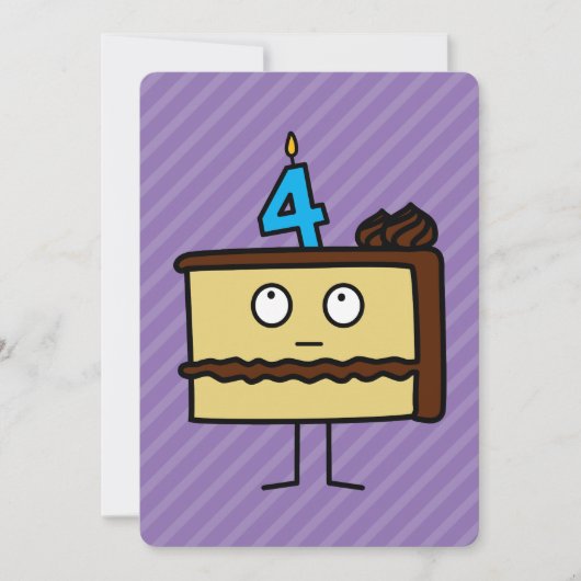 ろうそく付き4thバースデーケーキ 招待状 (正面)