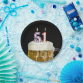 ろうそく付き51歳のバースデービール ペーパープレート (パーティー)