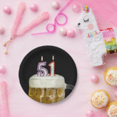 ろうそく付き51歳のバースデービール ペーパープレート (パーティー)