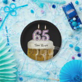 ろうそく付き65歳のバースデービール ペーパープレート (パーティー)