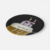 ろうそく付き66歳のバースデービール ペーパープレート (アングル)