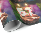 ろうそく付き67歳の誕生日 ラッピングペーパー (ロールコーナー)