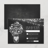 ろうそく入りのメイソンジャーと黒板の結婚式出欠確認カード 出欠カード (正面/裏面)