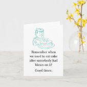 ろうそく吹を消せ!食べケーキ!誕生日グリーティングカード カード (黄色い花)