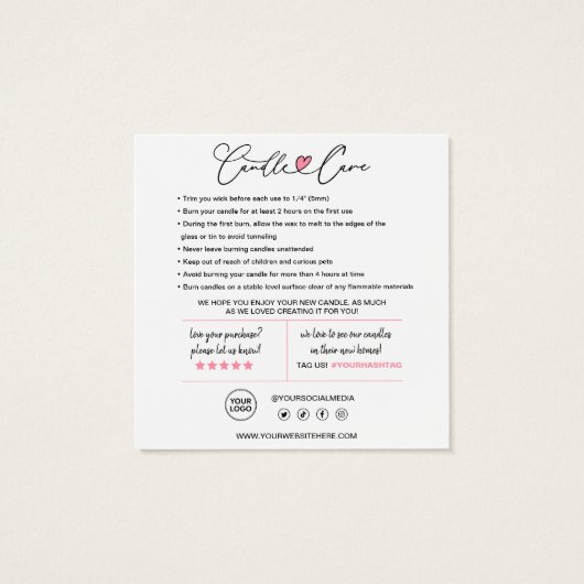 ろうそく気にの指示と顧客サンキューカード (裏面)