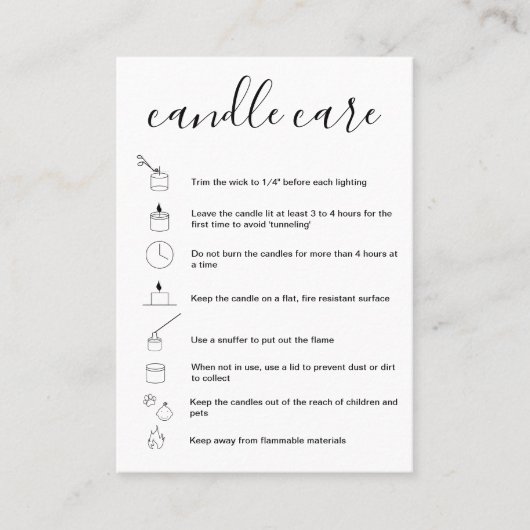 ろうそく気にの指示カードあなたのロゴを追加シンプルする 名刺 (正面)