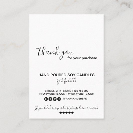 ろうそく気にの指示カードあなたのロゴを追加シンプルする 名刺 (裏面)