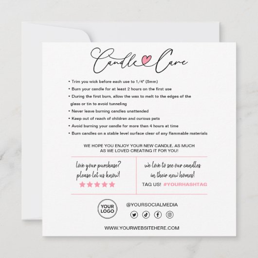 ろうそく気にの説明と顧客サンキューカード サンキューカード (裏面)