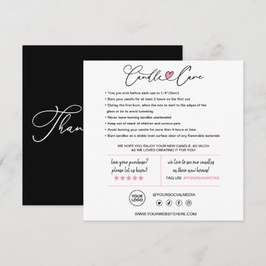 ろうそく気にの説明 サンキューカード (正面/裏面)