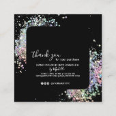 ろうそく気にサンキューカードロゴのホログラフを追加 スクエア名刺 (裏面)