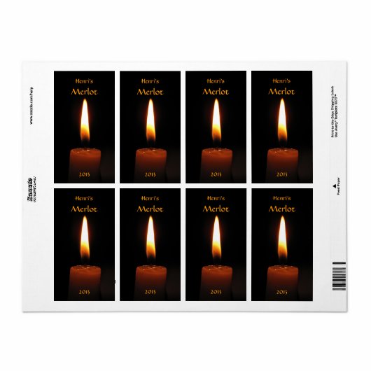 ろうそく炎ワインラベル ラベル (フルシート)