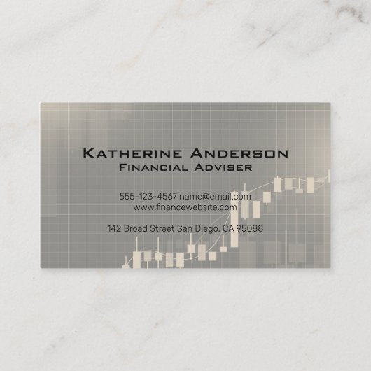 ろうそく立ち株価グラフロゴデザイン | 財務 名刺 (裏面)