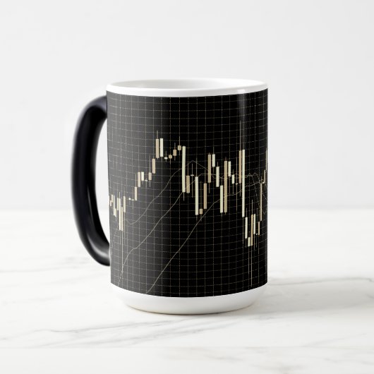 ろうそく立て株式市場の財務グラフ モーフィングマグカップ (正面左)