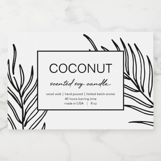 ろうそく製品ラベルデザイン葉パターン フードラベル (シングルラベル)