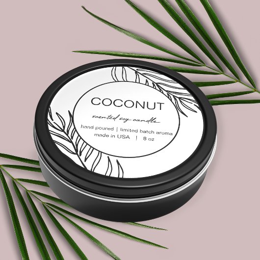 ろうそく製品ラベルデザイン葉パターン ラウンドシール