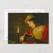 ろうそく読の明かりで若者の ポストカード (正面/裏面)