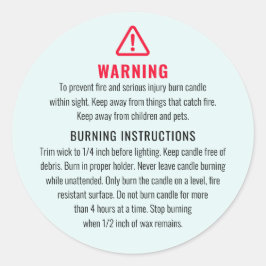 ろうそく警告と燃える指示ラベル ラウンドシール