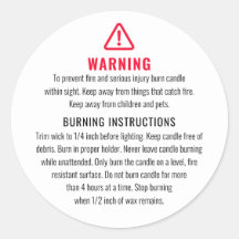 ろうそく警告と燃える指示ラベル