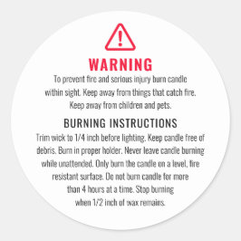 ろうそく警告と燃える指示ラベル ラウンドシール