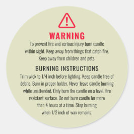 ろうそく警告と燃える指示ラベル ラウンドシール