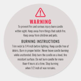 ろうそく警告と燃える指示ラベル ラウンドシール