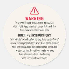 ろうそく警告と燃える指示ラベル ラウンドシール