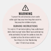 ろうそく警告と燃える指示ラベル ラウンドシール (正面)