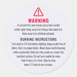 ろうそく警告と燃える指示ラベル ラウンドシール