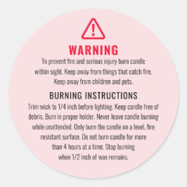ろうそく警告と燃える指示ラベル ラウンドシール