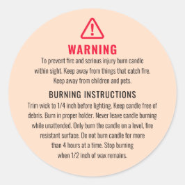ろうそく警告と燃える指示ラベル ラウンドシール
