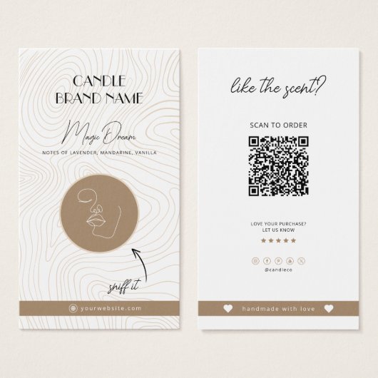 ろうそく香りカード、ろうそくサンプル挿入 (正面&裏面)