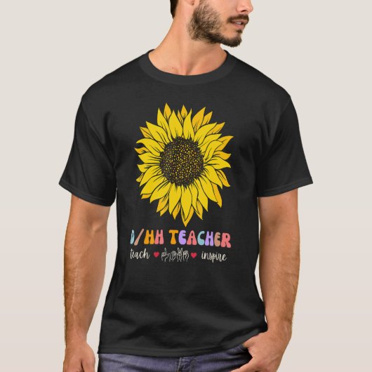 ろう教育者 手話の先生 デフ・ハード・オブ・ハリング教師 Tシャツ (正面)