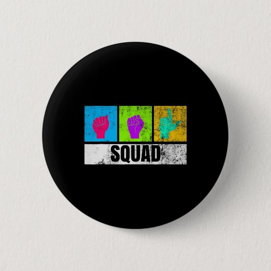 ろう者とろう者のプライドのための手話 缶バッジ (正面)