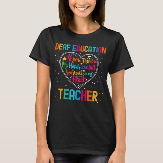 ろう者の教育先生の評価の週に戻る Tシャツ (正面)