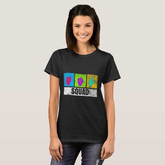 ろう者の誇りとろう者意識のための手話 Tシャツ (正面フル)