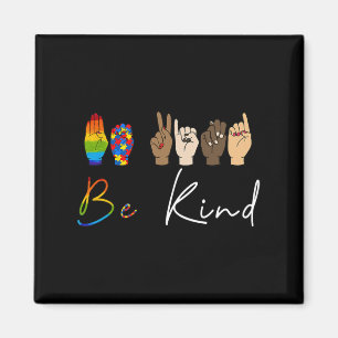 ろう者も優しく Autism Awareness LGBT Pride 優しさ W マグネット