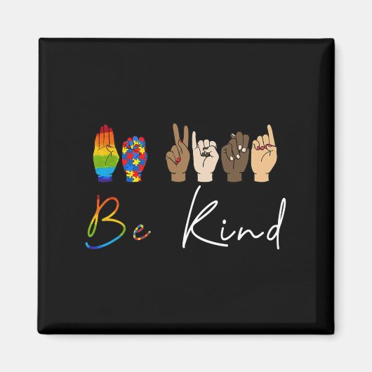 ろう者も優しく Autism Awareness LGBT Pride 優しさ W マグネット (正面)