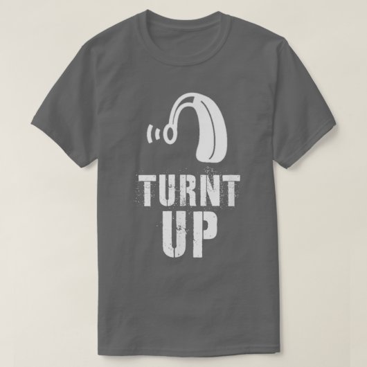 ろう者プライドが補聴器を取り上げる Tシャツ (デザイン正面)
