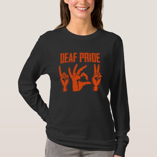 ろう者プライドの手話 Tシャツ (正面)